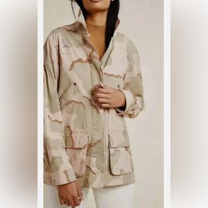 Anthropologie Lida Utility Jacket- Pink and Green Camoflauge- like new